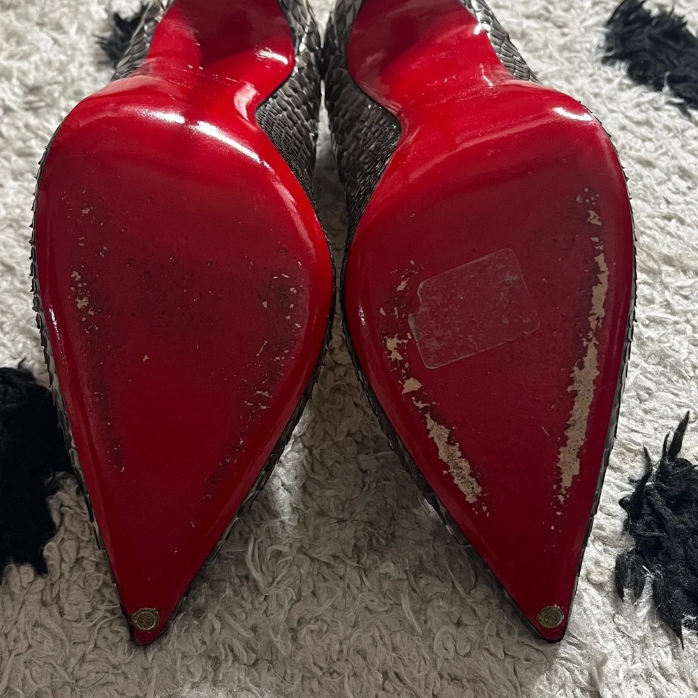 Christian Louboutin size 37.5 Elegant Snake Print Women's Heels